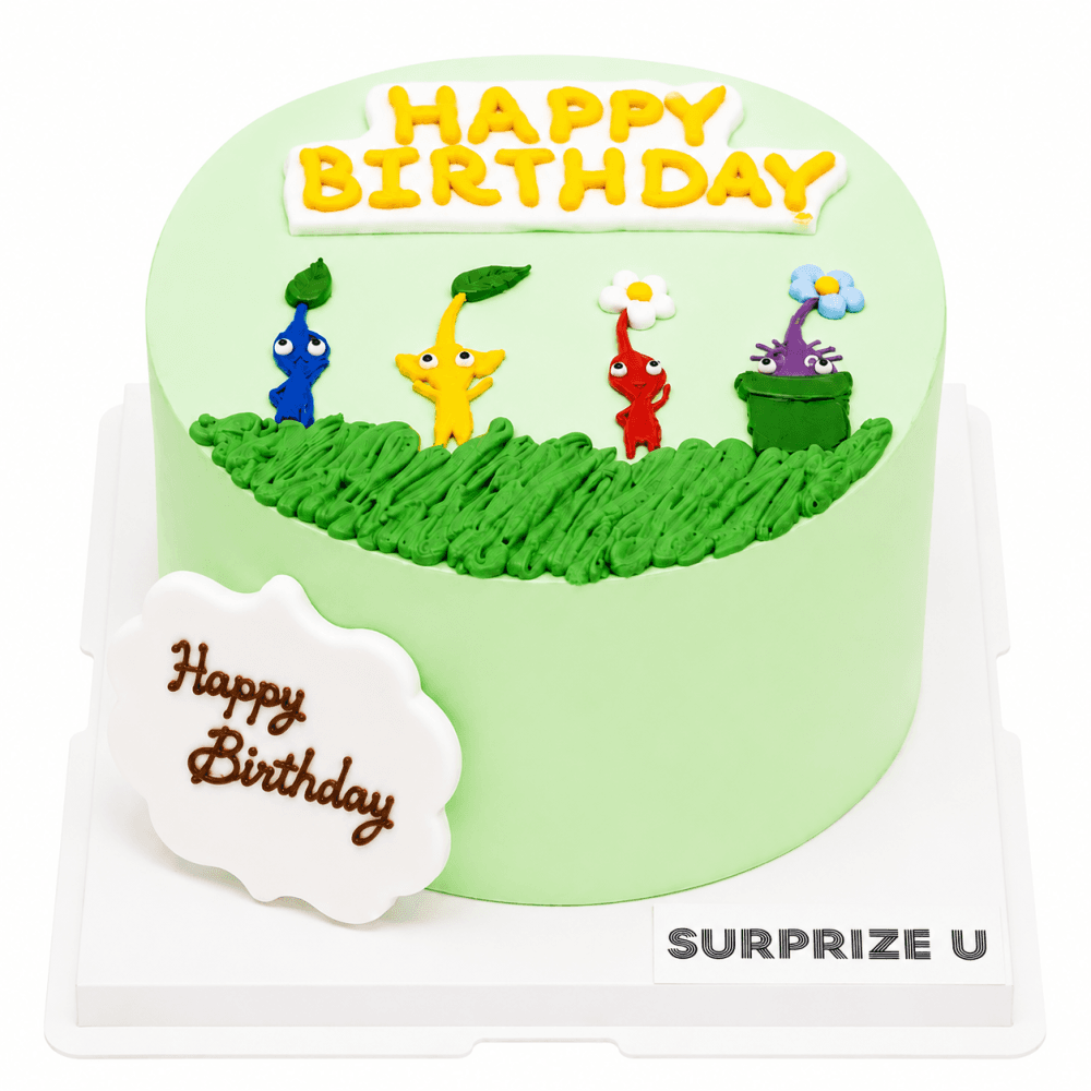 Pikmin Hand-Drawn Cake