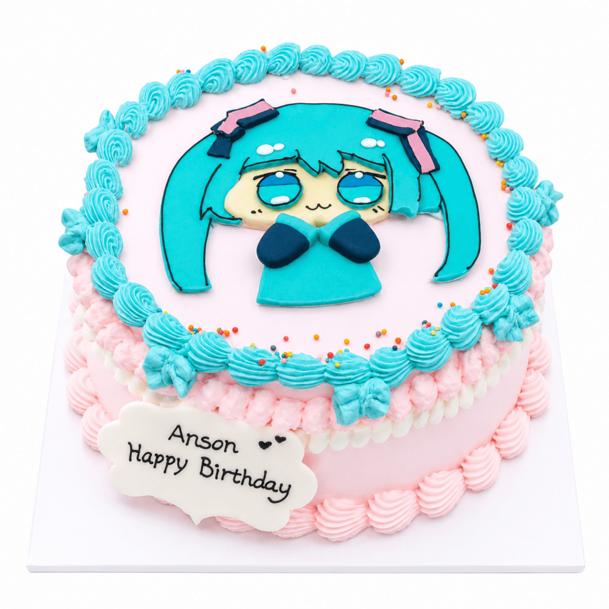 Hatsune Miku Hand-Drawn Cake