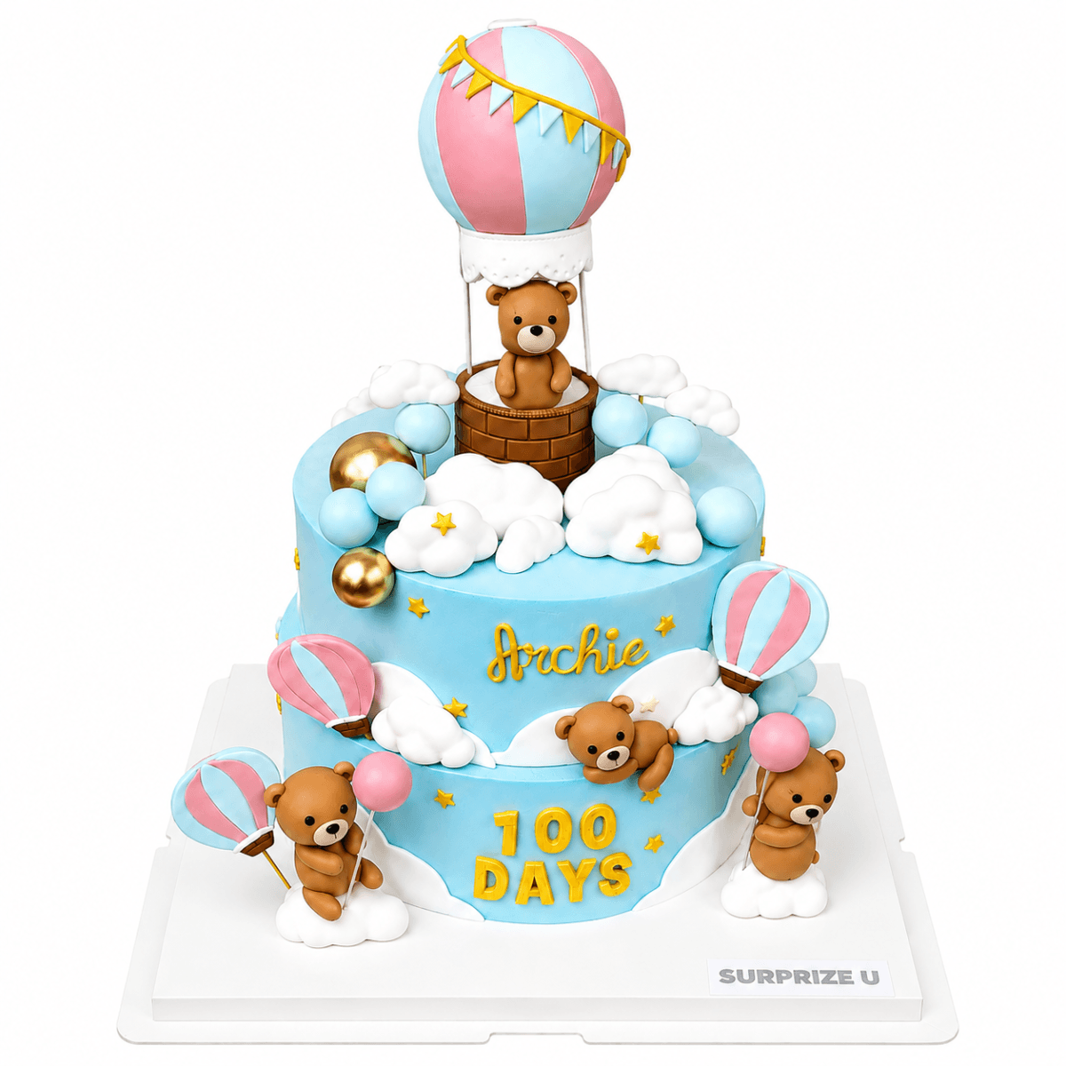Hot Air Balloon Teddy Bear 100 Days Styling Cake