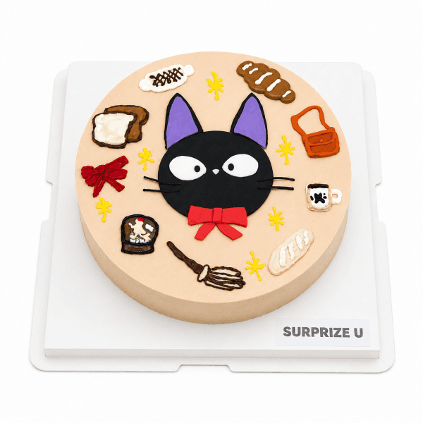 Black Cat Jiji Hand-Drawn Cake