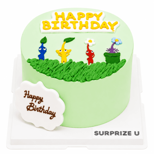 Pikmin Hand-Drawn Cake
