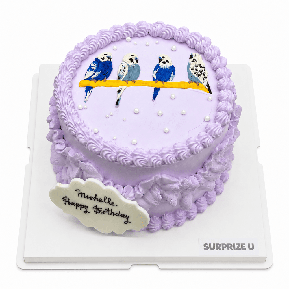 Parrots Hand-Drawn Cake