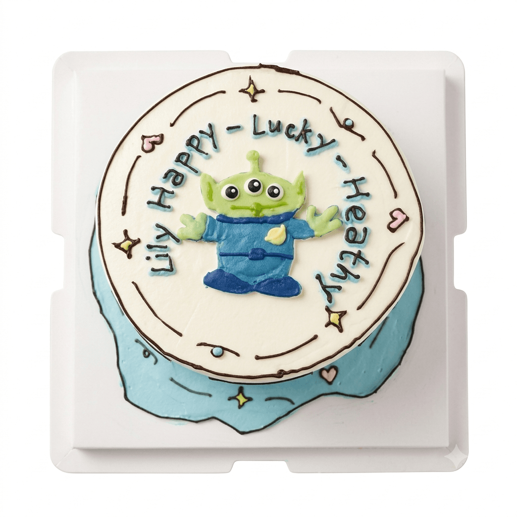 Toy Story Alien Hand-Drawn Cake
