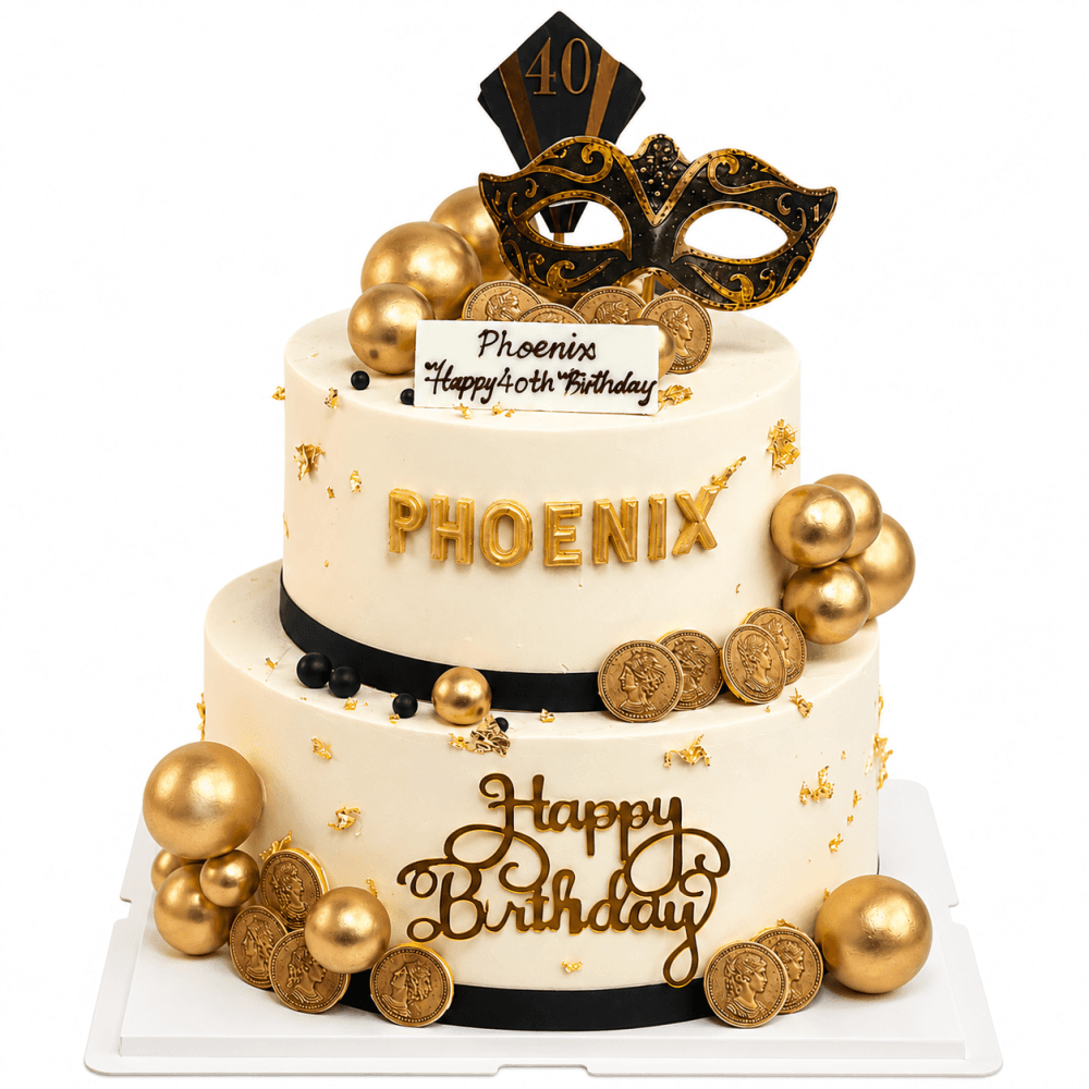 Masquerade Birthday Party Two-Tier Cake